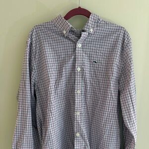 Vineyard Vines Checked Performance Whale Shirt — Youth Medium (12-14)